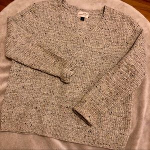 Grey Knit V-Neck Sweater